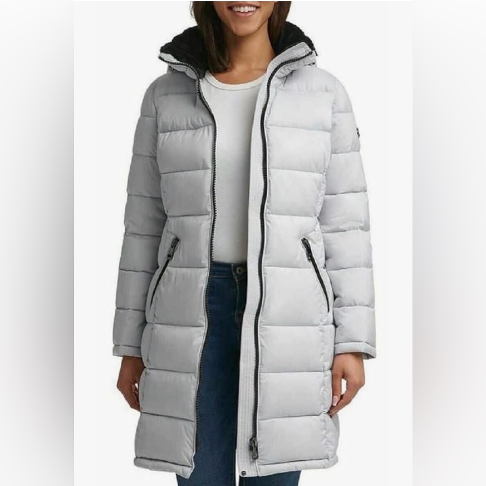 Andrew Marc Women's Silver Puffer Jacket Size S